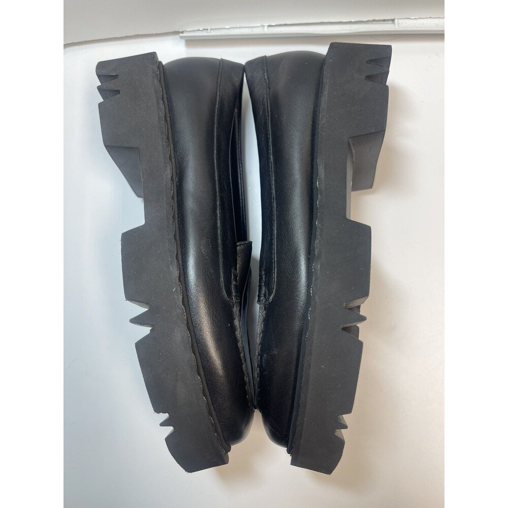 AQUATALIA Hayley Water Resistant Platform Loafers In Black Leather Sz 8 New - Picture 5 of 8